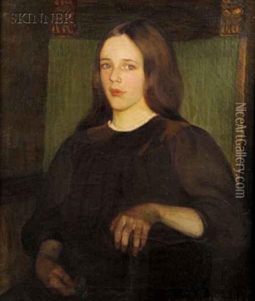 Portrait Of Miss Kingman, Newburyport, Massachusetts Oil Painting - Angelica Schuyler Patterson