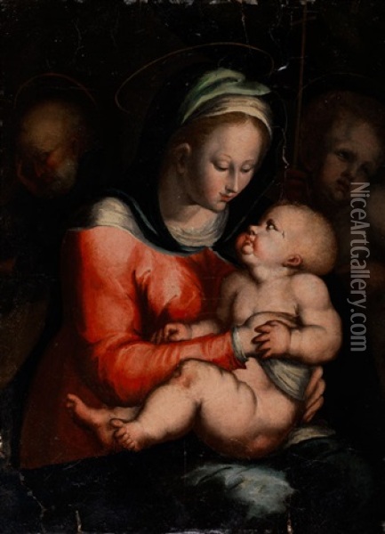 Madonna Mit Kind, Heiligem Joseph Und Johannes-knaben Oil Painting - Giovanni di Cambiaso di Bartolommeo