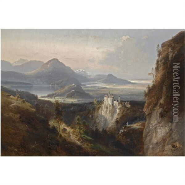 Neuschwanstein Oil Painting - Ferdinand Feldhuetter