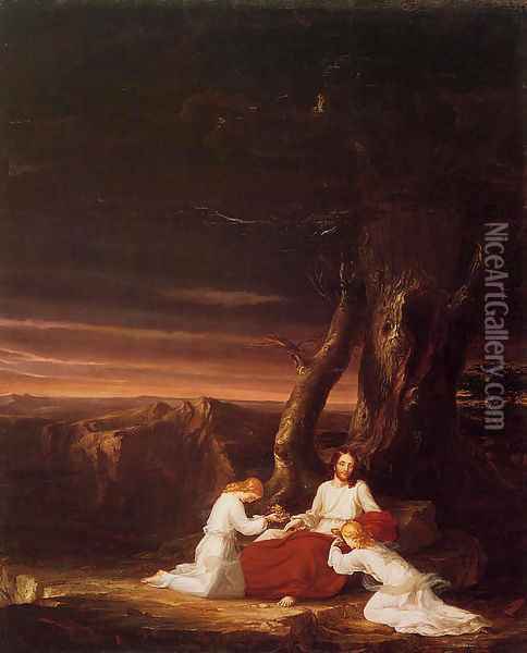 Angels Ministering to Christ in the Wilderness Oil Painting - Thomas Cole