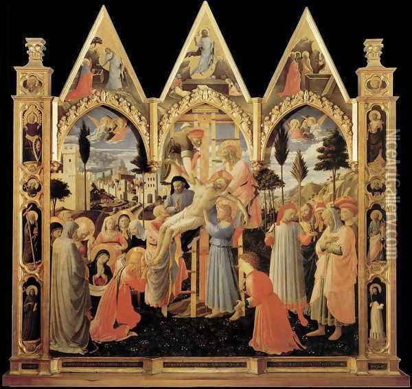 Deposition from the Cross (Pala di Santa Trinità) 1437 Oil Painting - Angelico Fra