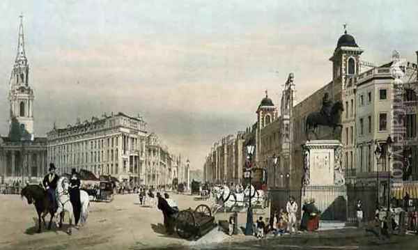 Entry to the Strand from Charing Cross, from 'London As It Is', 1842 Oil Painting - Thomas Shotter Boys