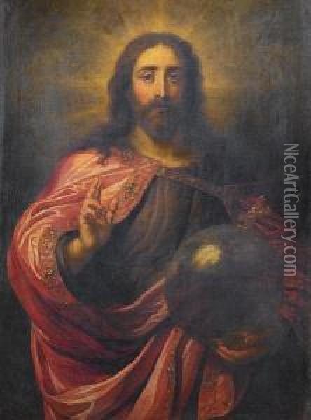 Christ As Salvator Mundi Oil Painting - Jan Erasmus Ceder Quellinus