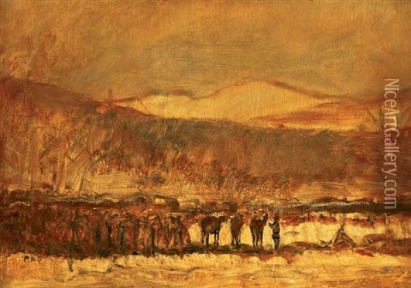 Vonulo Katonak (marching Soldiers) Oil Painting - Laszlo Mednyanszky