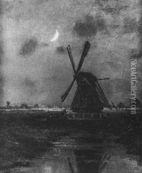 Le Moulin Au Clair De Lune Oil Painting - Evert Pieters