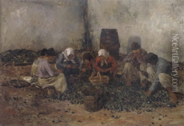 Bauern Und Bauerinnen Bei Der Arbeit Oil Painting - Carl Rudolph Huber