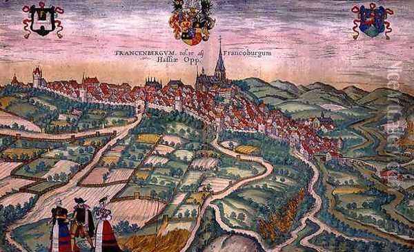 Map of Frankenburg from Civitates Orbis Terrarum Oil Painting - Joris Hoefnagel