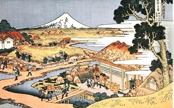 The Katakura Tea Plantation in Suruga Province Oil Painting - Katsushika Hokusai