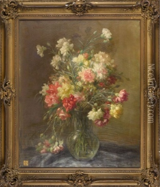 Oeillets Dans Un Vase Oil Painting - Marthe Elizabeth Barbaud-Kock