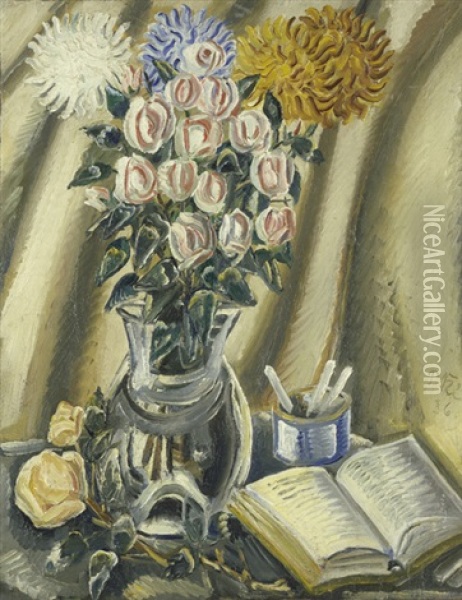 Rosen Und Dahlien (bekannt Auch Unter Dem Titel Rosas And Dahlias) Oil Painting - Paul Kleinschmidt