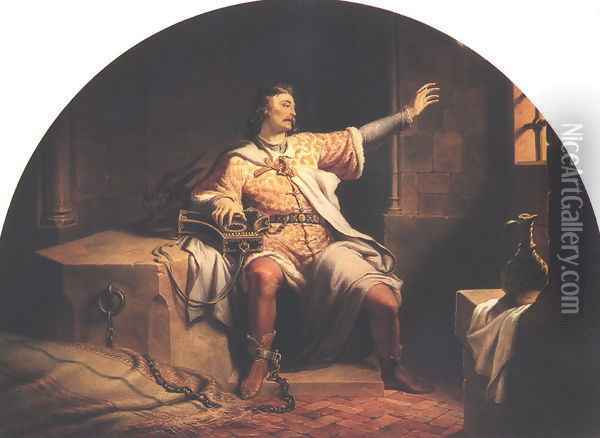 King Solomon in the Prison 1847 Oil Painting - Henrik Weber