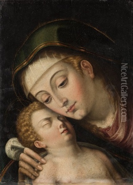 Virgen Con Nino Oil Painting - Angelino Medoro