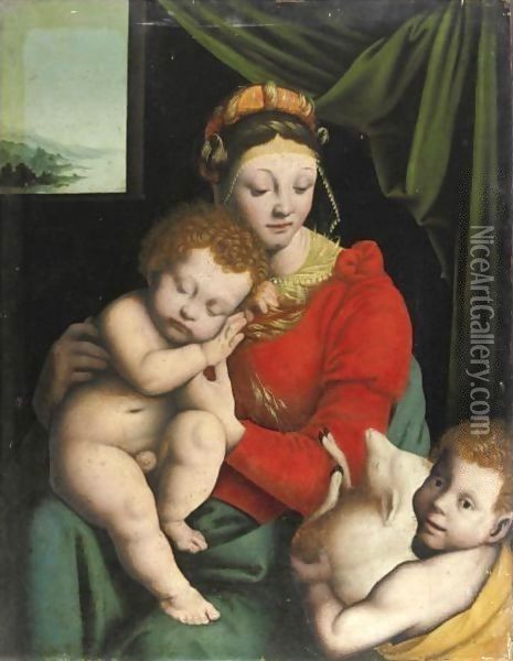 Madonna Col Bambino E San Giovannino Oil Painting - Giovan Battista Della Cerva
