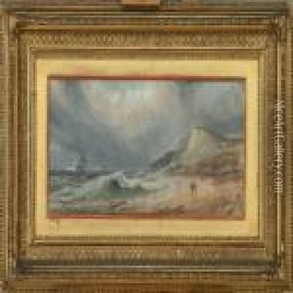 Stormy Costal Scenery Oil Painting - George Gregory