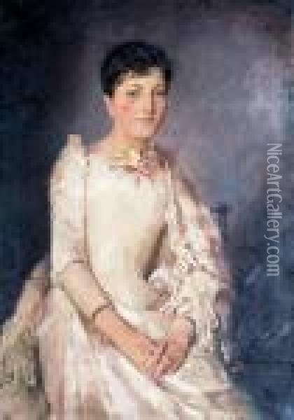 Portret Janiny Ostoi-ostaszewskiej, 1890 R. Oil Painting - Stanislaw Batowski-Kaczor
