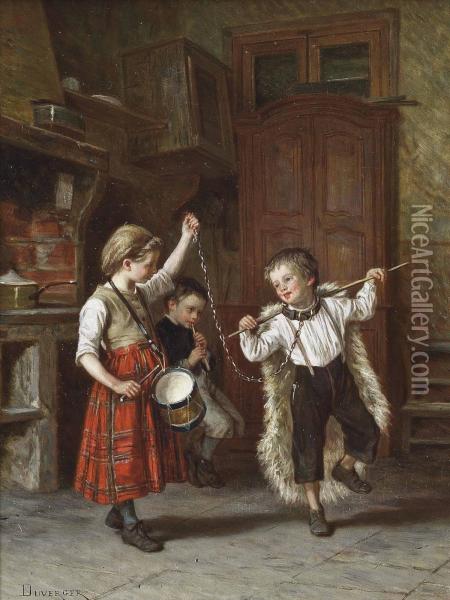 Dancing Bears Oil Painting - Theophile-Emmanuel Duverger