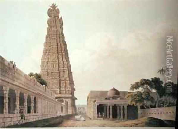 Hindoo Temple at Madura Oil Painting - Thomas Daniell