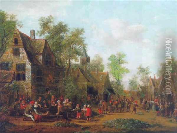 A Kermesse In A Village Oil Painting - Barend Gael