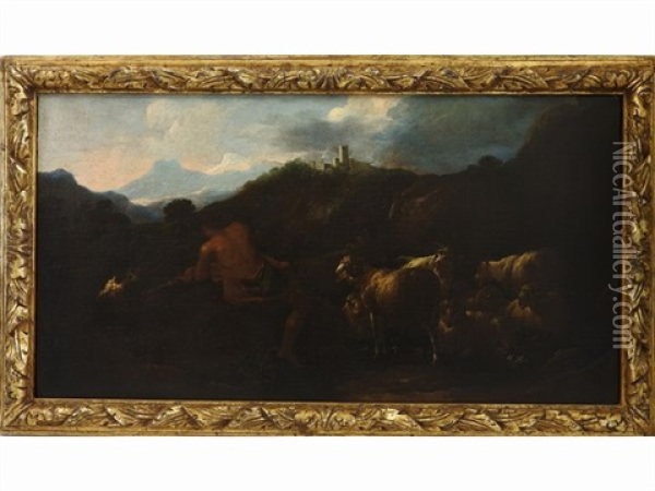 Paesaggi Montani Con Pastori E Armenti Oil Painting - Philipp Peter Roos