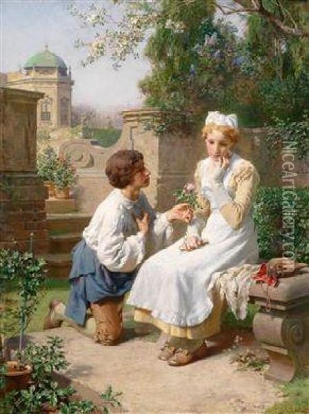 Romantische Szene Im Garten Des Belvedere Oil Painting - Julius Victor Berger