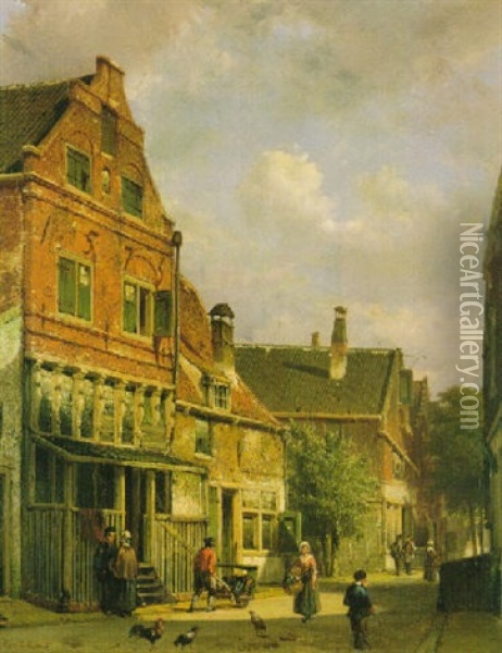 A Dutch Town Oil Painting - Willem Koekkoek