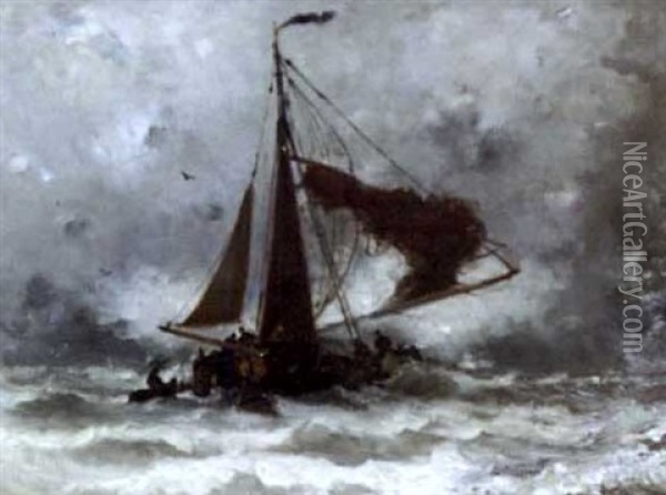 A Stormy Sea Oil Painting - Stephen Salisbury Tuckerman