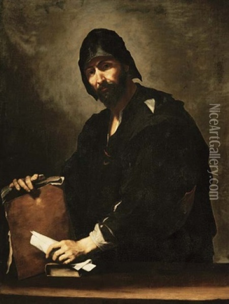 A Philosopher (heraclitus?) Oil Painting - Jusepe de Ribera