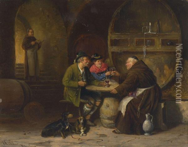 Im Weinkeller - In Der Wirtsstube Oil Painting - Johann Adalbert Heine