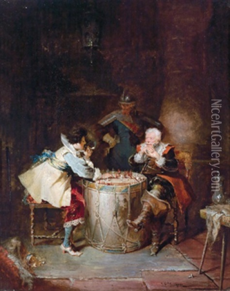 Das Schachspiel Oil Painting - Jakob Emanuel Gaisser