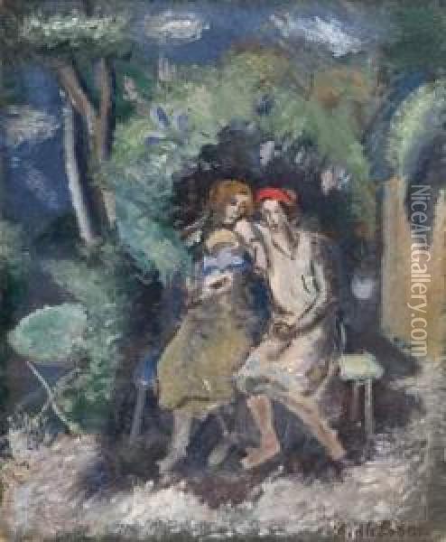  Deux Femmes Sous La Tonnelle, Etude Pour Les Lilas, 1937  Oil Painting - Amedee de La Patelliere