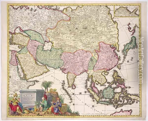 Map of Asia, Tartaria, Japan, the Philippines and the East Indies Oil Painting - Karel Allard