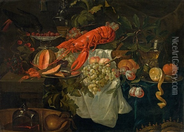 Still Life With Fruit And Lobster Oil Painting - Pieter de Ring