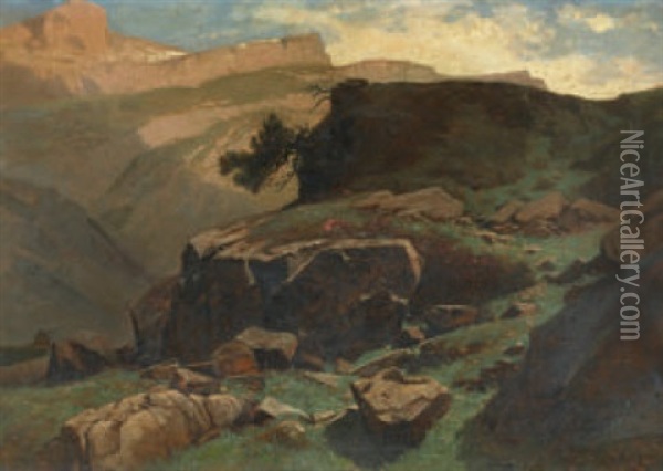 Gebirgslandschaft Oil Painting - Gustave Eugene Castan