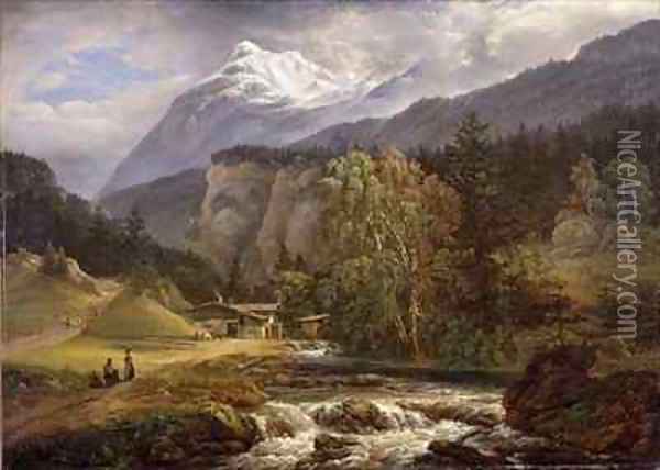 Alpine Landscape Oil Painting - Johan Christian Clausen Dahl