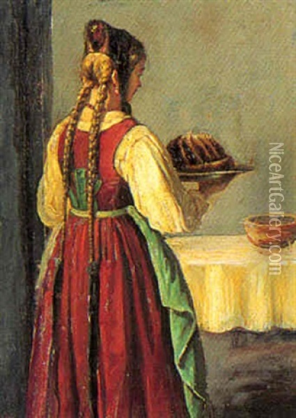 Ung Pige I Egnsdragt Oil Painting - Vilhelm Rosenstand