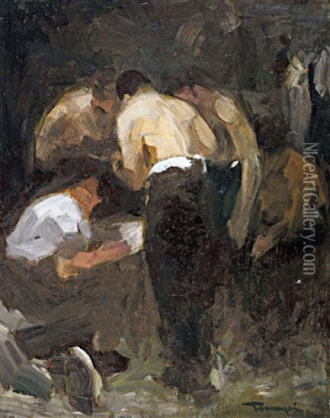 Muhelyben Oil Painting - Janos Tornyai