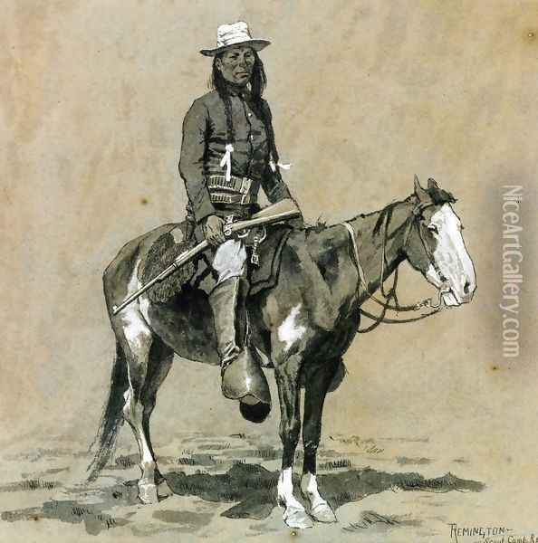 Indian Scout at Fort Reno Oil Painting - Frederic Remington