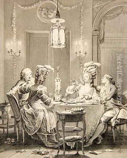 The Fine Supper 1781 Oil Painting - Jean-Michel Moreau