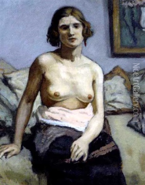 Femme Au Buste Nu Oil Painting - Jean-Laurent Challie