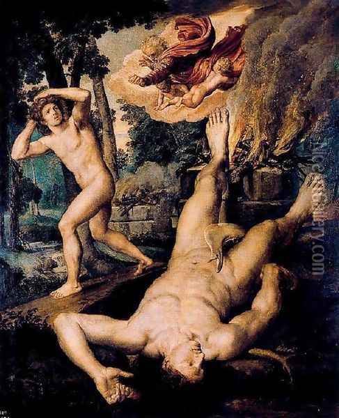 The Death of Abel Oil Painting - Michiel van Coxie