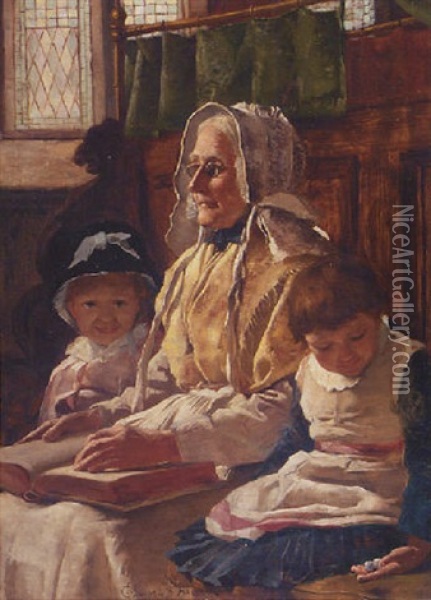 At Church With Grandmother Oil Painting - Edward Samuel Harper