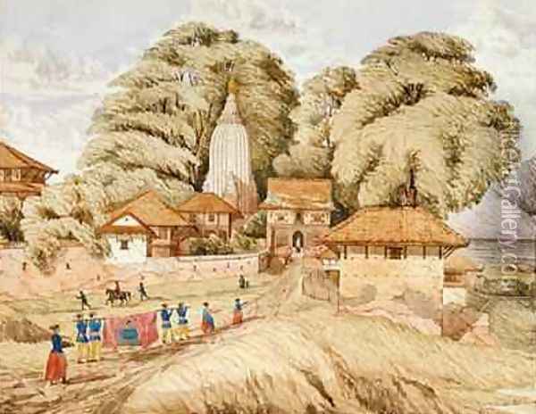 Narain Hitthee near Kathmandoo Nepal Oil Painting - Dr. H.A. Oldfield
