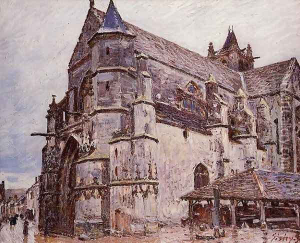 The Church at Moret, Rainy Weather, Morning Oil Painting - Alfred Sisley