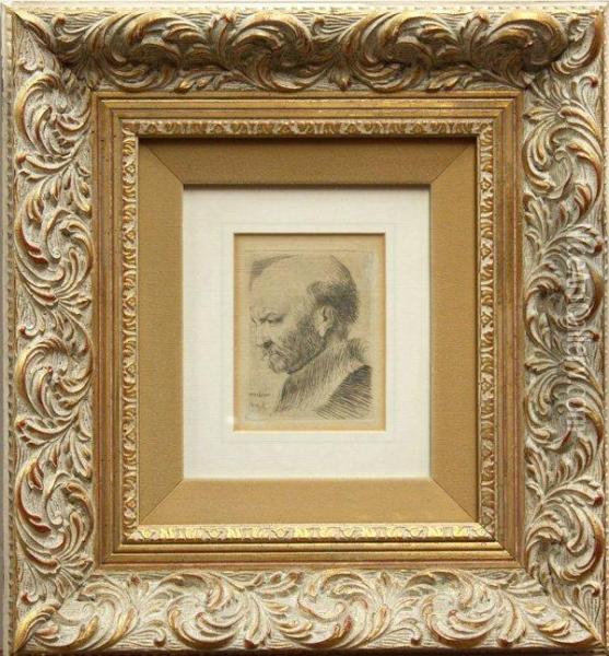 Head Of A Bald Man Oil Painting - Rembrandt Van Rijn