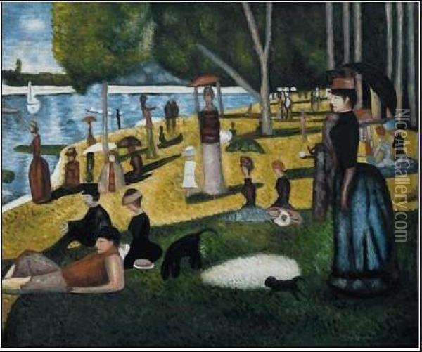 Sunday Afternoon On The Island Of La Grande Jatte Oil Painting - Georges Seurat