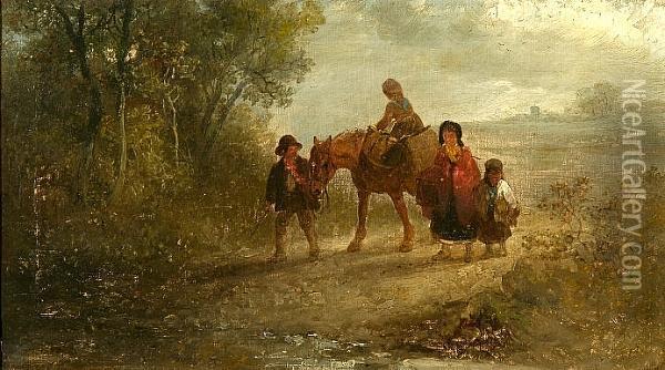 A Family Travelling With Their Pony Oil Painting - Edward Robert Smythe