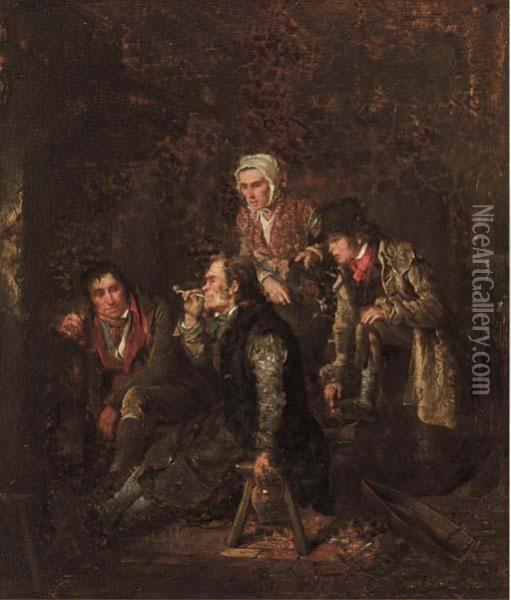A Fireside Tale Oil Painting - Edward Villiers Rippingille