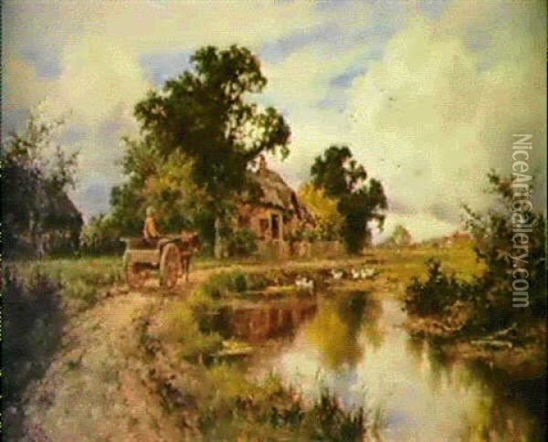 The Duck Pond Oil Painting - Henry H. Parker