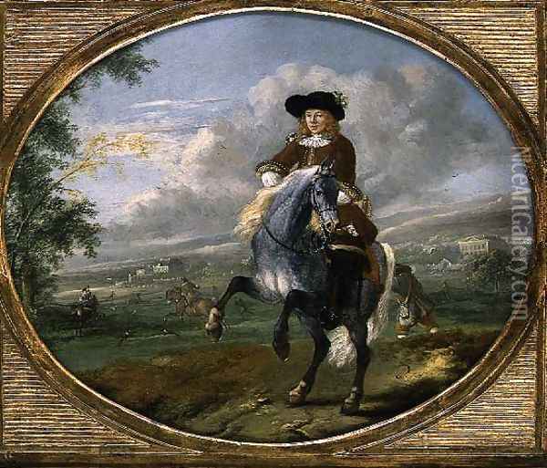 A Cavalier on his Horse Oil Painting - Pieter Wouwermans or Wouwerman