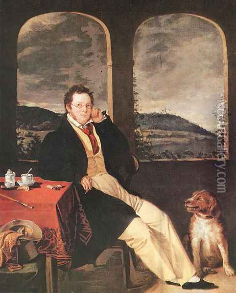 Portrait of a Man Franz Schubert 1827 Oil Painting - Gabor Melegh